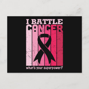 Carte Postale Combat Ruban Rose Survivant du Cancer Soutien Guer