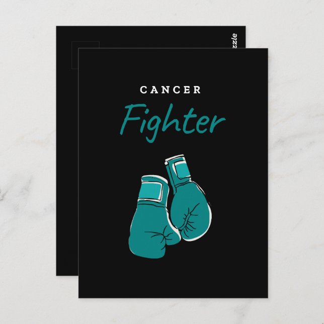 Carte Postale combattant du cancer, turquoise (Devant / Derrière)