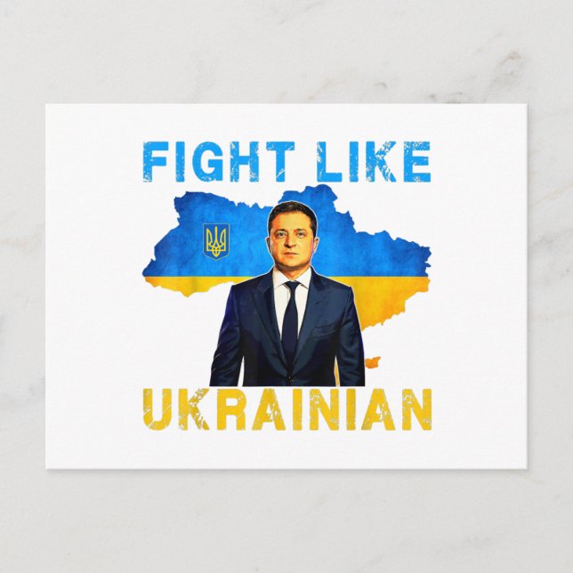 Carte Postale Combattre Comme l'Ukrainien Je suis avec l'Ukraine (Devant)