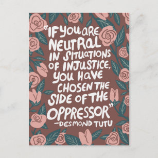 Carte Postale Combattre l'injustice Desmond Tutu Citation Roses 