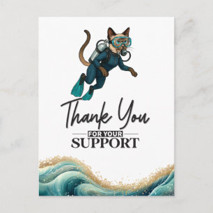Carte Postale Combinaison de plongée bleue Scuba Cat