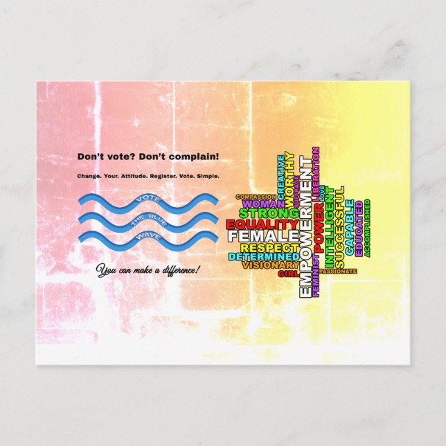 Carte Postale Combo ne vote pas, ne se plaint pas, femmes fortes (Devant)