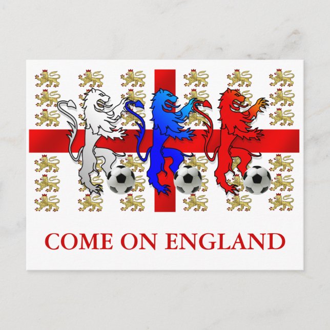 Carte Postale Come On England Three Lions (Devant)