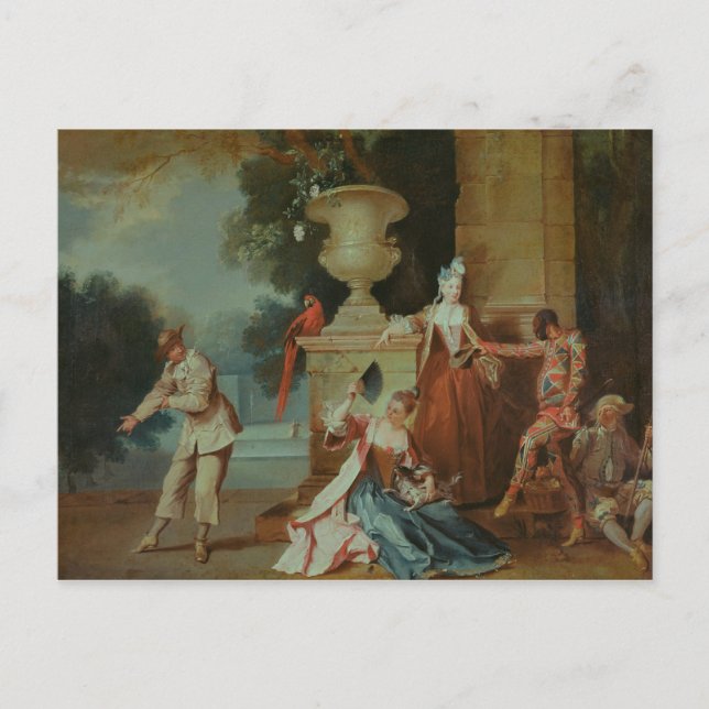 Carte Postale Comédiens italiens dans un parc, c.1725 (Devant)