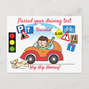 Carte Postale Comic a réussi votre test de conduite personnalisé