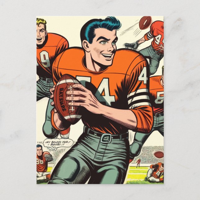 Carte Postale Comics de football vintages (Devant)