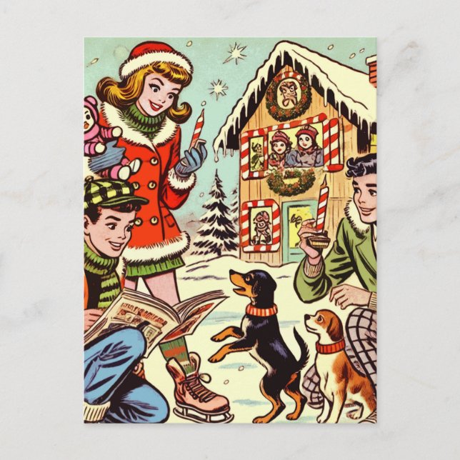 Carte Postale Comics de Noël vintage (Devant)