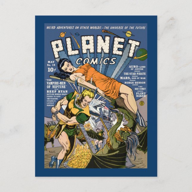 Carte Postale Comics Planètes (Devant)