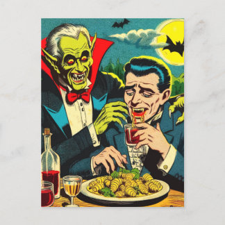 Carte Postale Comics Vampire d'horreur vintage