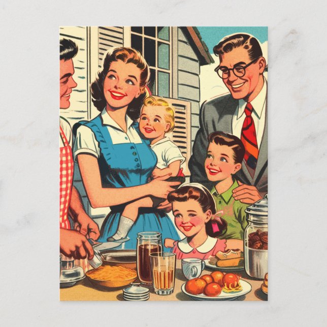 Carte Postale Comics vintage Family (Devant)