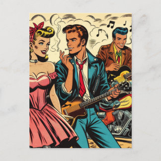 Carte Postale Comics Vintage Rock and Roll des années 1950