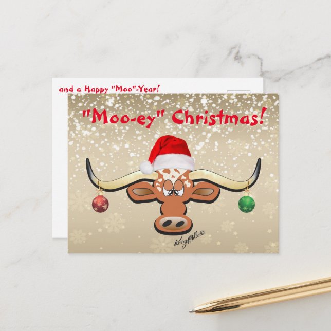 Carte postale Comique Longhorn Steer (Devant/Arrière en situation)