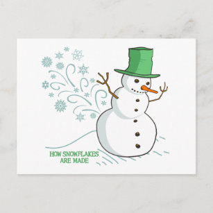 Carte Postale Comique Snowman pique des flocons de neige