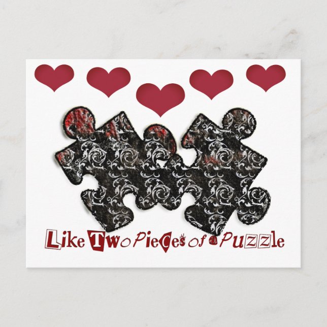 Carte Postale Comme Deux Pièces d'une Puzzle (Devant)