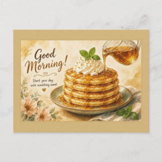 Carte Postale Commencez Votre Journée avec des Pancakes au Sirop