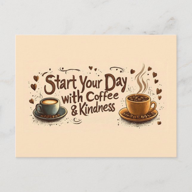 Carte Postale Commencez votre journée avec un devis de café et d (Devant)