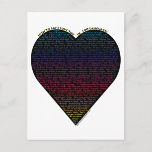 Carte Postale Comment dire I Love You dans 100 langues différent