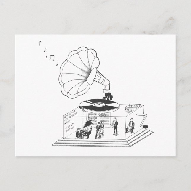 Carte Postale Comment fonctionne un Gramophone ? (Devant)