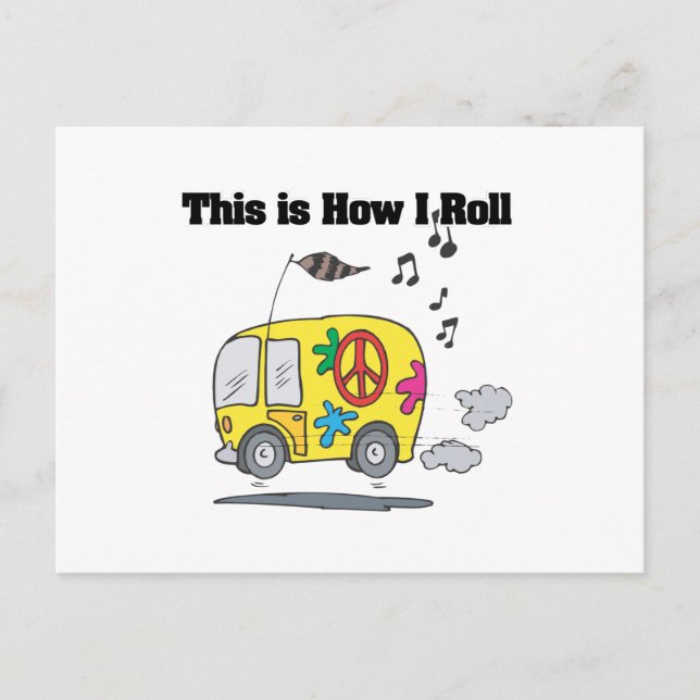 Carte Postale Comment je roule (fourgon hippie) (Devant)