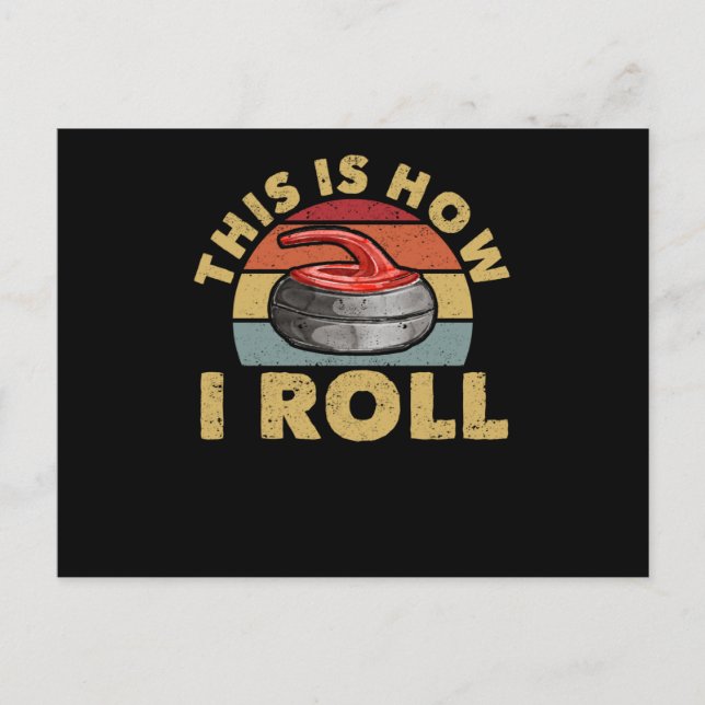 Carte Postale Comment rouler le joueur de curling fan de sports  (Devant)