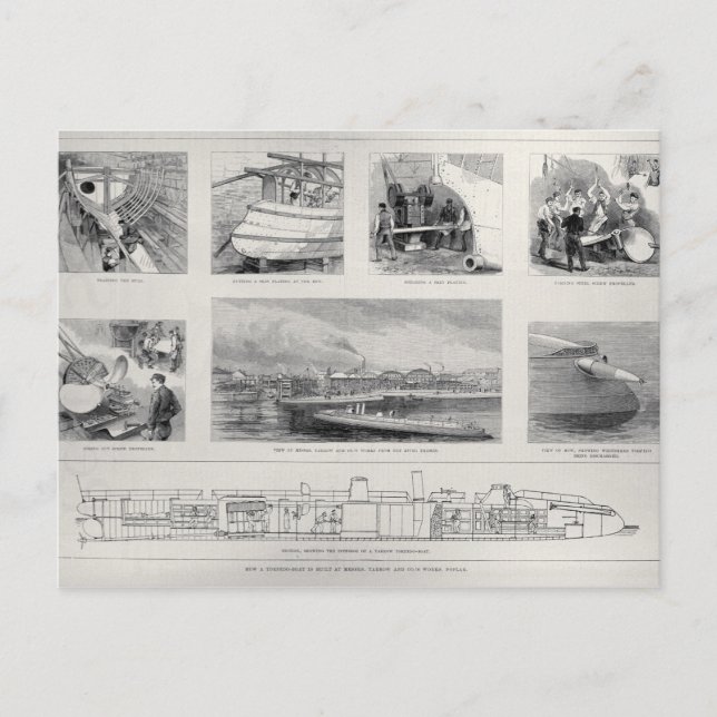 Carte Postale Comment un bateau torpille est construit (Devant)