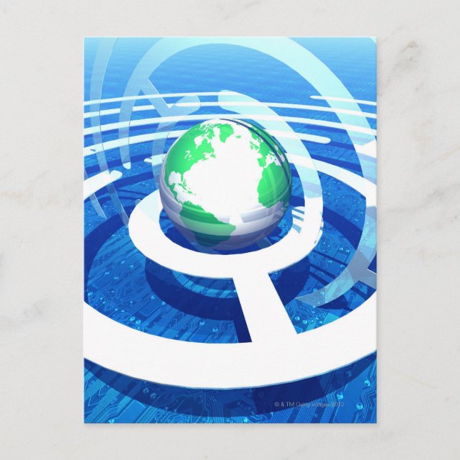 Carte Postale Communication mondiale, ordinateur conceptuel 2 (Devant)