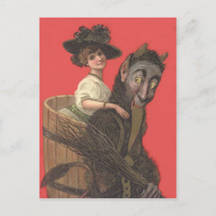 Carte Postale Commutateur de femme Krampus Kidnapping rouge