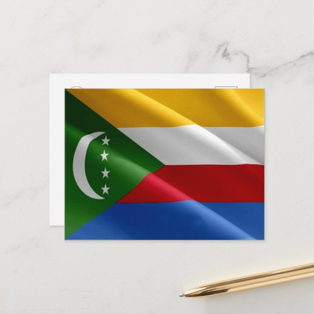 Carte Postale Comores - Drapeau (Devant/Arrière en situation)