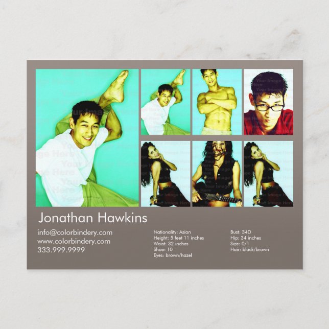 Carte Postale Comp à 2 côtés et modèle à tête grise chaude (Devant)