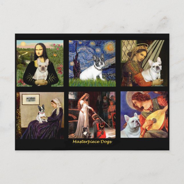 Carte Postale Composite célèbre Art French Bull Dog (Devant)