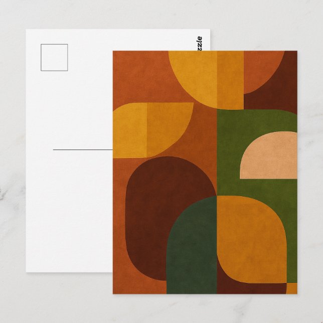 Carte Postale Composition Abstraite Moderne du Milieu du Siècle (Devant / Derrière)