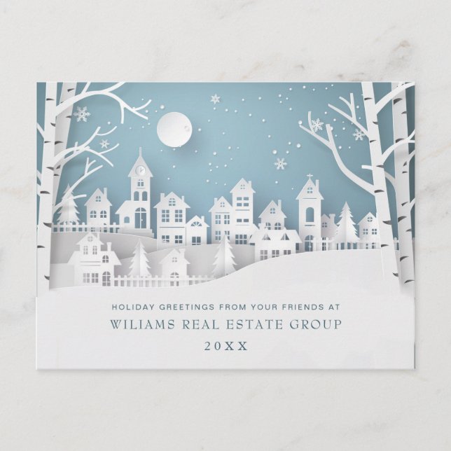 Carte Postale Composition de Noël en papier découpé pour entrepr (Devant)