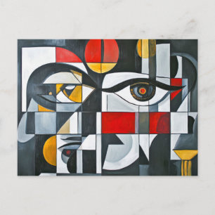 Carte Postale Composition de visage abstrait géométrique