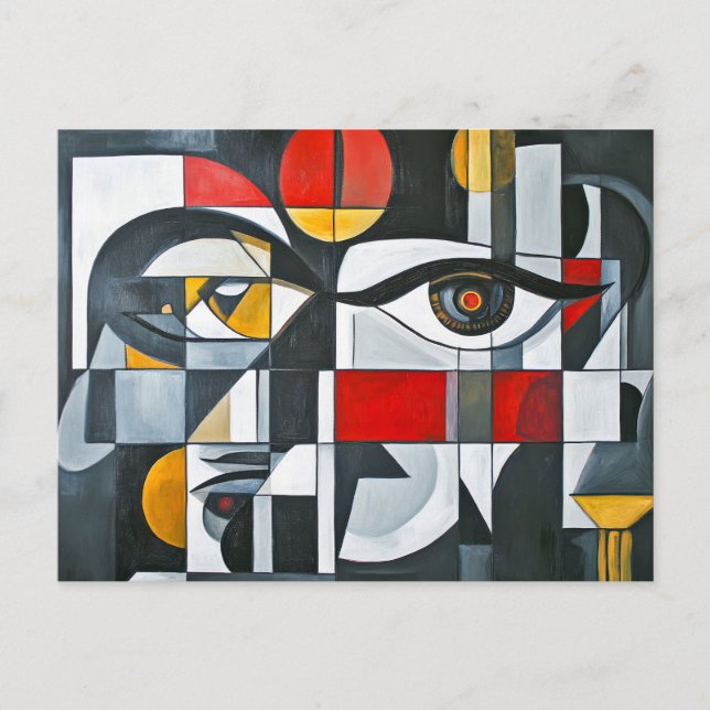 Carte Postale Composition de visage abstrait géométrique (Devant)