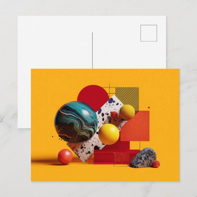 Carte Postale Composition géométrique colorée abstraite  (Devant / Derrière)