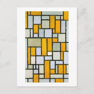 Carte Postale Composition Jaune et Gris, Mondrian