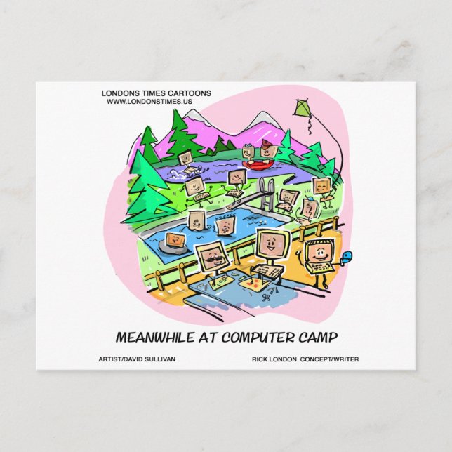 Carte Postale Computer Camp Drôle Tee - shirt Mugs Cadeaux Etc. (Devant)