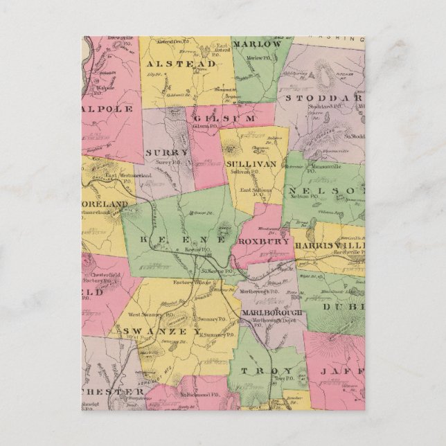 Carte Postale Comté de Cheshire, NH (Devant)