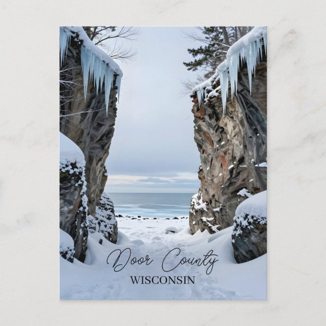 Carte Postale Comté de Door, Wisconsin | Scène hivernale (Devant)