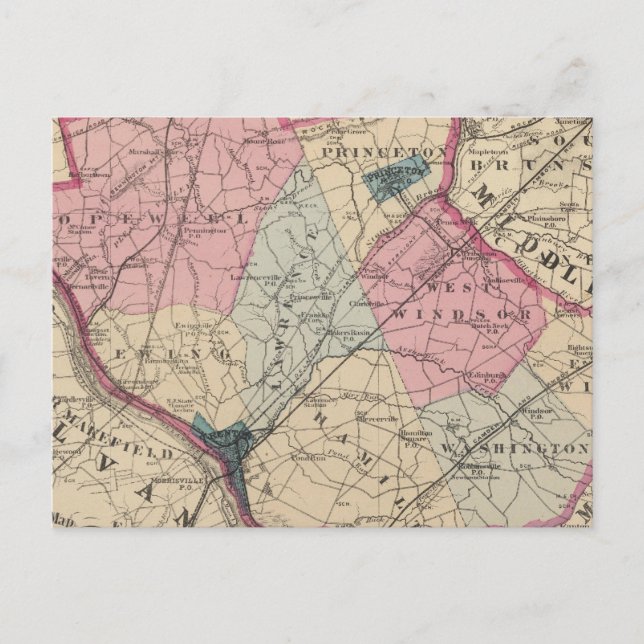 Carte Postale Comté de Mercer, NJ (Devant)