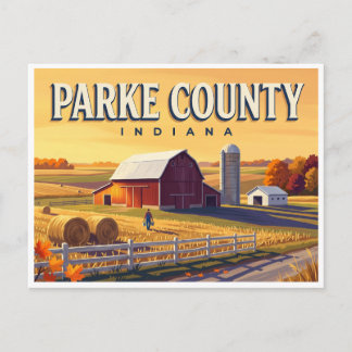 Carte Postale Comté de Parke, grange et pays des silos Rockville