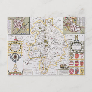 Carte Postale Comté de Warwick, Shire Town et Ville de