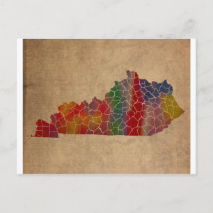 Carte Postale Comtés colorés du Kentucky Art