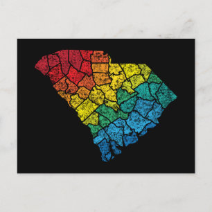 Carte Postale comtés de couleur de la carolina du sud