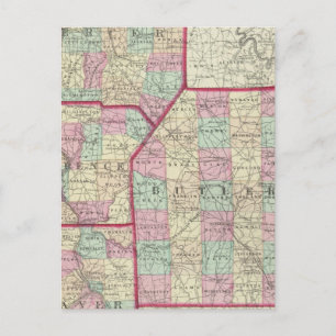 Carte Postale Comtés de Lawrence, Mercer, Beaver, Butler