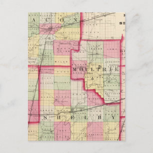 Carte Postale Comtés de Macon, Moultrie, Shelby