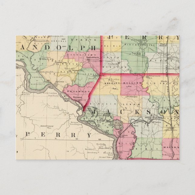 Carte Postale Comtés de Randolph, Perry, Jackson (Devant)