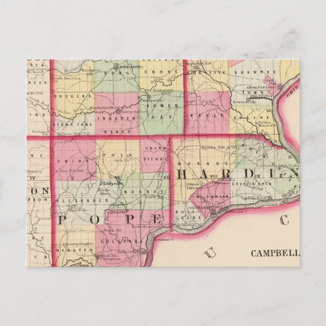 Carte Postale Comtés de Saline, Gallatin, Hardin, Pape (Devant)