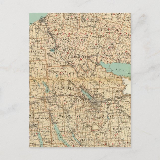 Carte Postale Comtés d'Oswego, Cayuga, Onondaga (Devant)