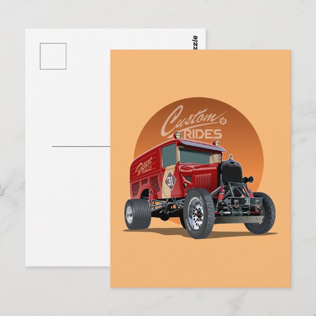 Carte Postale Concept de voiture de course rétro customisé (Devant / Derrière)